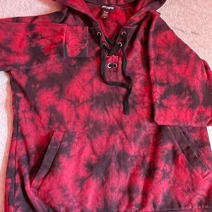 Red & back tie-dye hoodie